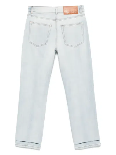 Msgm Logo-embroidered Jeans In Blue