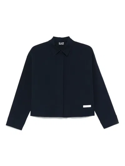 Ea7 Striped Cotton Shirt In Blue