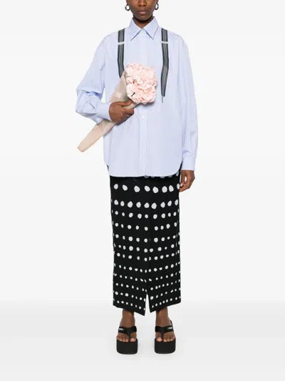 Moschino Light Blue/white Shirt With Strap Print In Blue