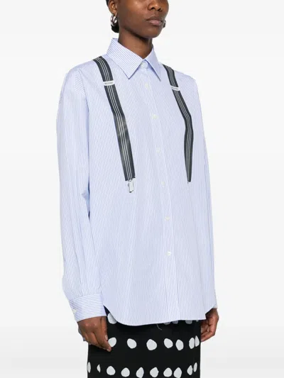 Moschino Light Blue/white Shirt With Strap Print In Blue