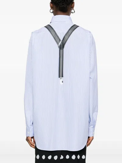Moschino Light Blue/white Shirt With Strap Print In Blue