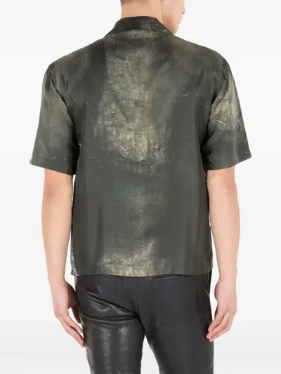 Roberto Cavalli Silk Shirt With Roses And Snakes Print In Red