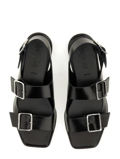 Aeyde 10mm Thekla Leather Sandals In Black