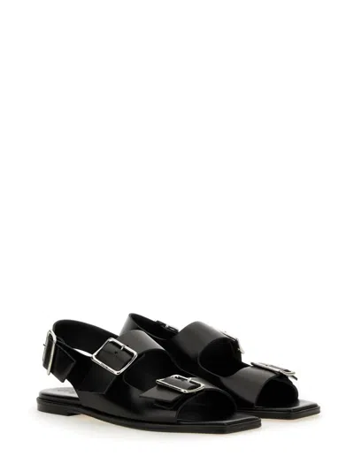 Aeyde 10mm Thekla Leather Sandals In Black