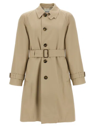 Burberry Gabardine Car Coat With Belt And Buckle In Beige