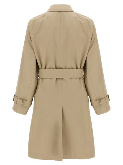 Burberry Gabardine Car Coat With Belt And Buckle In Beige