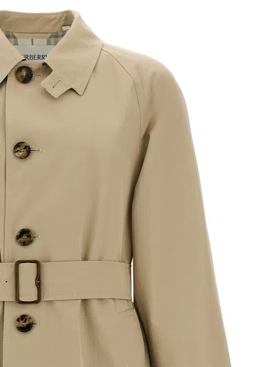Burberry Gabardine Car Coat With Belt And Buckle In Beige