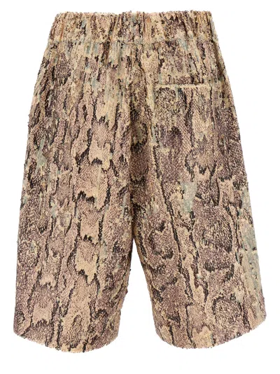 Dries Van Noten Bermuda Shorts With Animal Print And Elastic Waistband In Multicolor