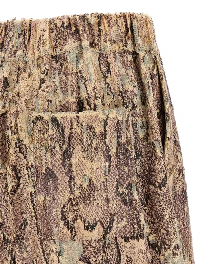 Dries Van Noten Bermuda Shorts With Animal Print And Elastic Waistband In Multicolor