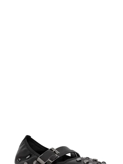 Dkny Crystal-embellished Ballerina Shoes In Black