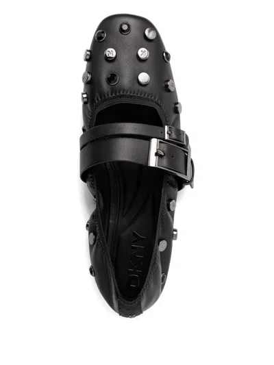 Dkny Crystal-embellished Ballerina Shoes In Black