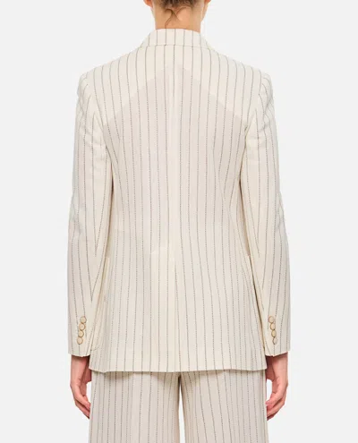 Max Mara Embroidered Stripes Cotton Blend Blazer In Neutral