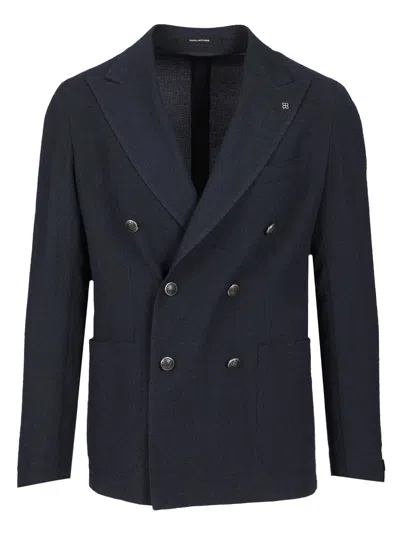 Tagliatore Peak-lapels Double-breasted Blazer In Blue