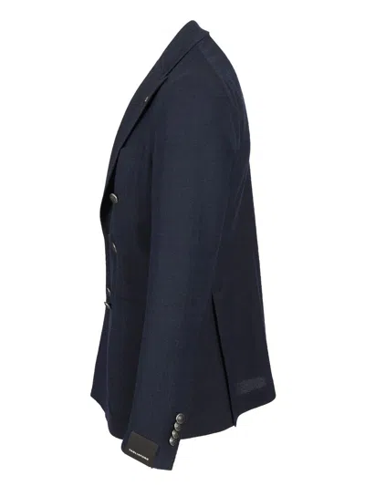 Tagliatore Peak-lapels Double-breasted Blazer In Blue