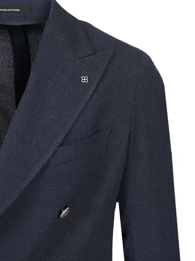 Tagliatore Peak-lapels Double-breasted Blazer In Blue