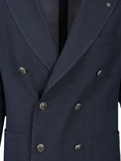 Tagliatore Peak-lapels Double-breasted Blazer In Blue