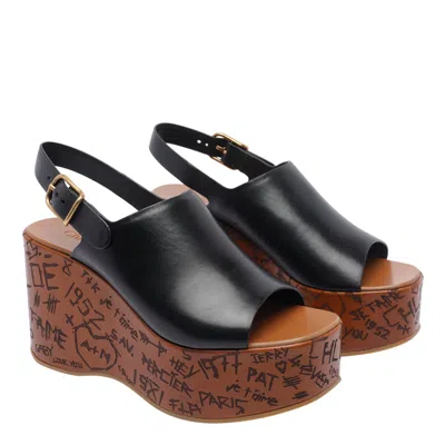 Chloé Maxime Leather Slingback Platform Sandals