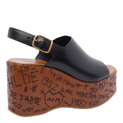 Chloé Maxime Leather Slingback Platform Sandals