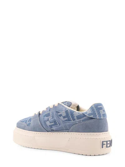 Fendi Match Canvas And Suede Low-top Sneakers In Blue