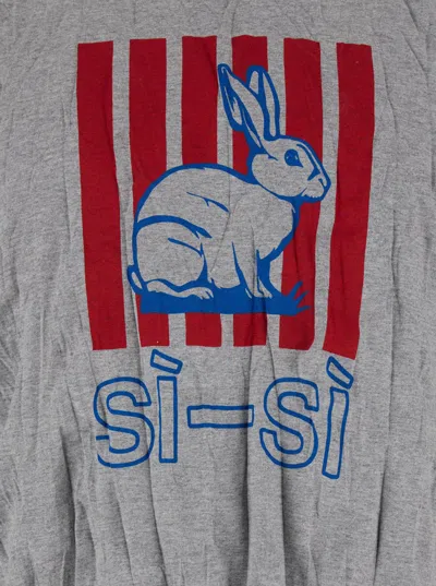 Bottega Veneta Men Grey Crewneck T-shirt With Maxi Print On The Front And Wrinkled Ffect In Cotton M In Gray