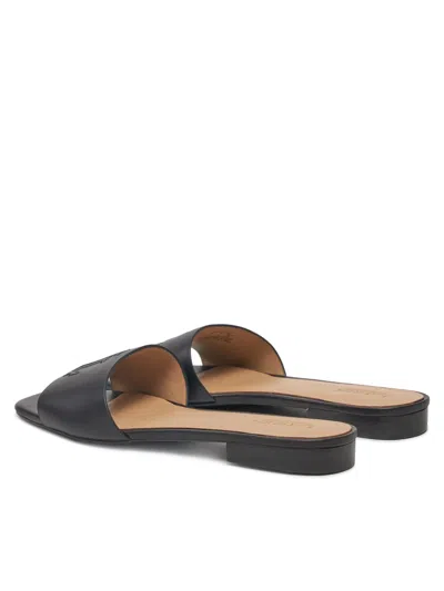 Ralph Lauren Everley Calfskin Slide Sandal In Black