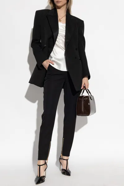 Givenchy Jacket In Wool With Pleated Back In Black
