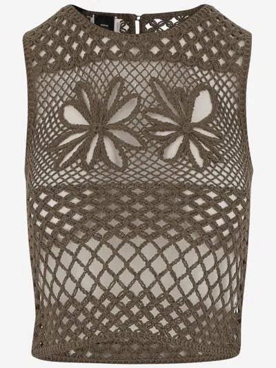 Pinko Crochet Vest In Brown