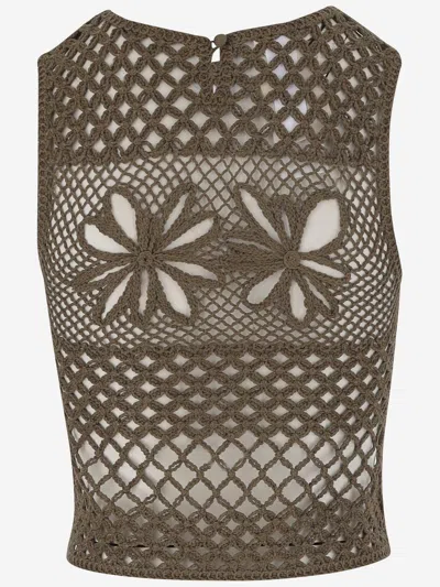 Pinko Crochet Vest In Brown