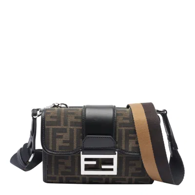 Fendi Double Baguette Shoulder Bag In Black