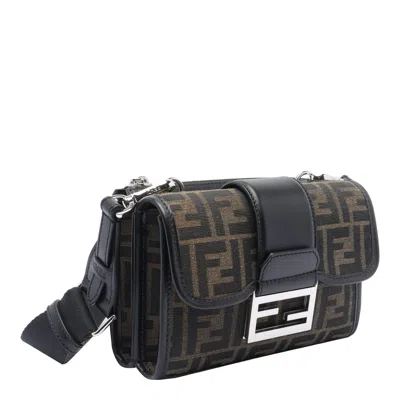Fendi Double Baguette Shoulder Bag In Black