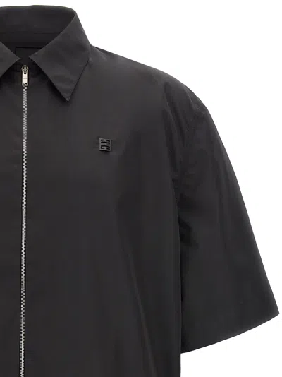 Givenchy Pointed Collar Short-sleeve Zipped Shirt In Black