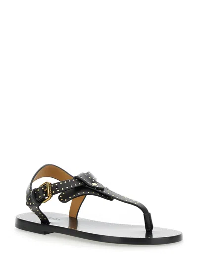 Isabel Marant Flat Thong Sandals With Metallic Studs In Black