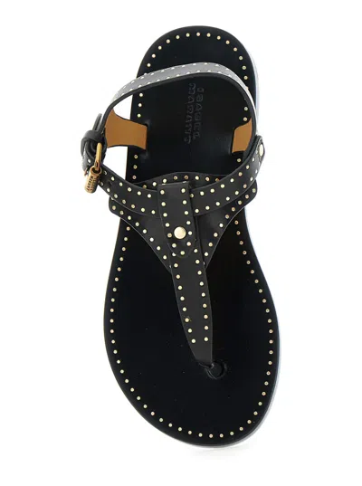 Isabel Marant Flat Thong Sandals With Metallic Studs In Black