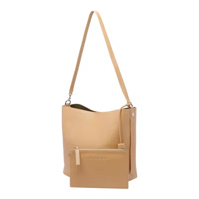 Hogan Strap Adjust Hobo Metal Rectangular Bag In Beige
