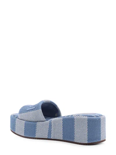 Fendi Sunshine Slide In Blue Denim-effect Jacquard In Animal Print