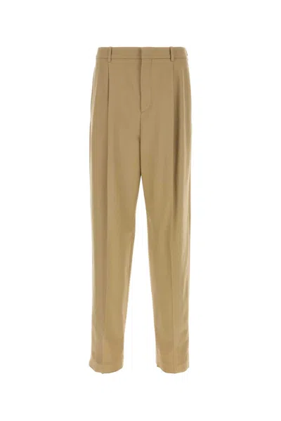 Saint Laurent High Waist Carrot Fit Wool Trousers In Gingembre