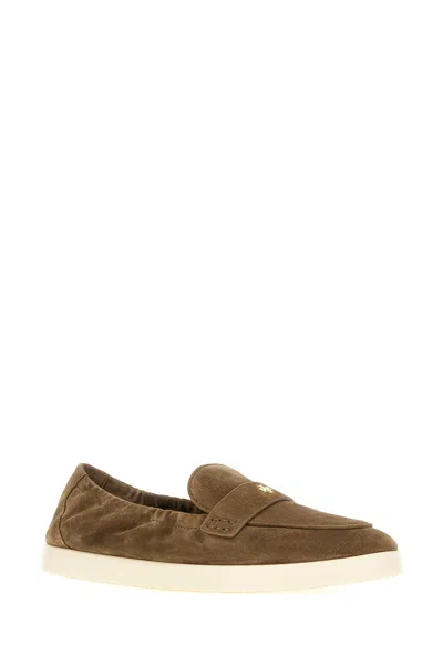 Tory Burch Slip-on Loafers With Suede Finish And Rubber Sole In Brown