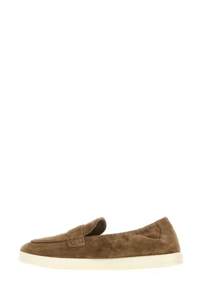 Tory Burch Slip-on Loafers With Suede Finish And Rubber Sole In Brown