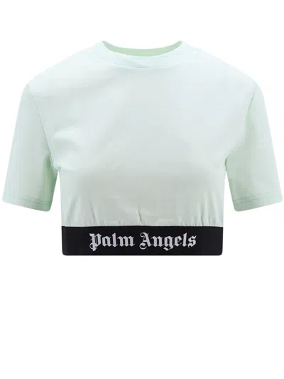 Palm Angels Classic Logo Crop Top In Green
