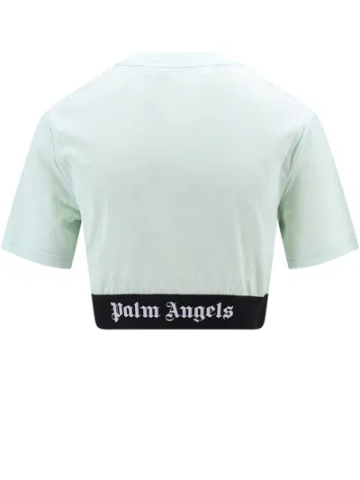 Palm Angels Classic Logo Crop Top In Green