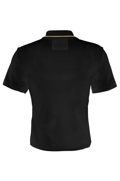 Versace Jeans Couture Logoed Polo In Black Gold