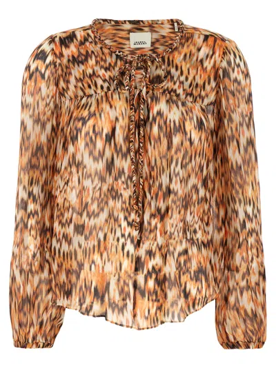 Isabel Marant Orange Ametissa Printed Cotton Top In Brown