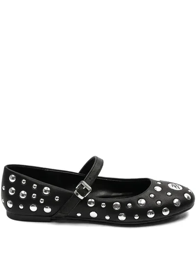 Karl Lagerfeld Karo Mirror Studs Ballet Flats In Black
