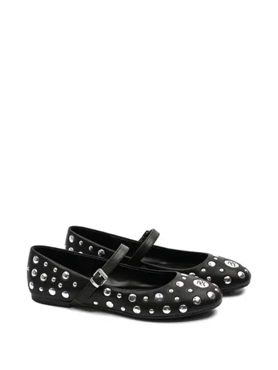 Karl Lagerfeld Karo Mirror Studs Ballet Flats In Black
