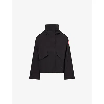 Canada Goose Womens Black Tofino Logo-patch Woven Rain Jacket In Black