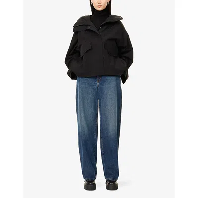 Canada Goose Womens Black Tofino Logo-patch Woven Rain Jacket In Black