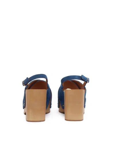 Via Roma 15 Crossover Studded Sandals In Blue
