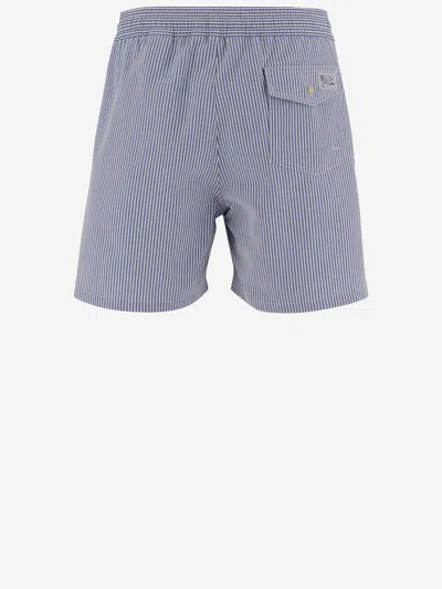 Polo Ralph Lauren White/blue Striped Swim Trunks In Light Blue