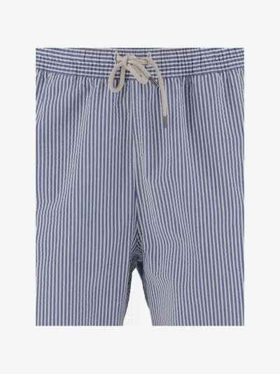 Polo Ralph Lauren White/blue Striped Swim Trunks In Light Blue