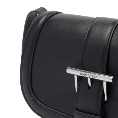 Alexander Mcqueen Mini T-bar Leather Shoulder Bag In Black